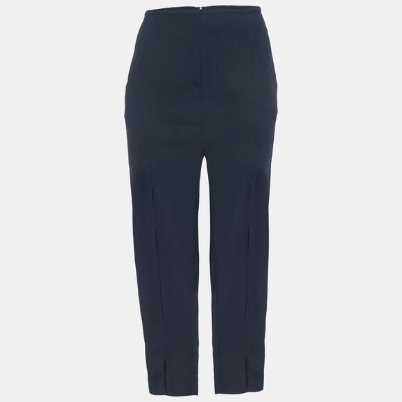 Dion Lee Navy Blue Crepe Bar-Tack Detail Trousers S